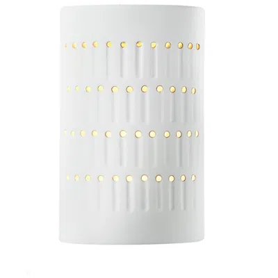 Justice Design Ambiance 9 1/4"h Gloss White Ceramic Cylinder Wall Sconce
