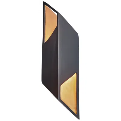 Justice Design Ambiance Collection 17 1/2" High Black And Gold Modern Led Wall Sconce