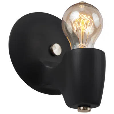 Justice Design American Classics 6.75"h Matte Black And Nickel Ovalesque Wall Sconce