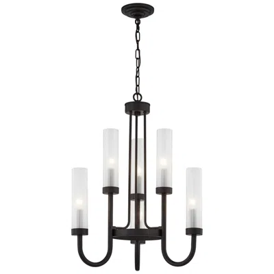 Justice Design Anchor 22 1/2" Matte Black And Frosted Glass Chandelier