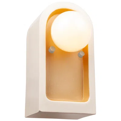 Justice Design Arcade 9" High Matte White And Champagne Gold Wall Sconce