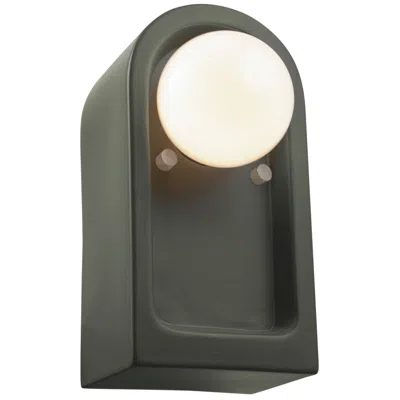 Justice Design Arcade 9" High Pewter Green Wall Sconce