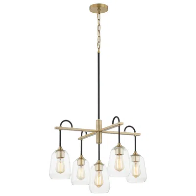Justice Design Arcwell 27" Wide Matte Black Brass 5-light  Chandelier