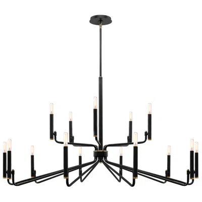 Justice Design Bedford 48" Wide 15 Light Matte Black W/ Brass Chandelier