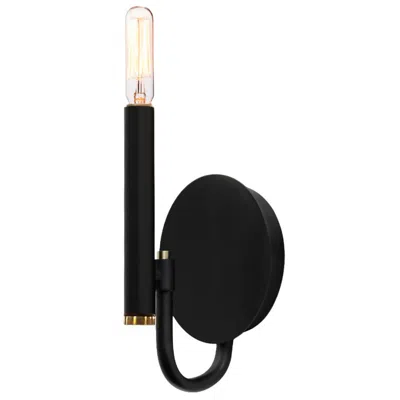 Justice Design Bedford 8" High Matte Black And Brass Ada Wall Sconce