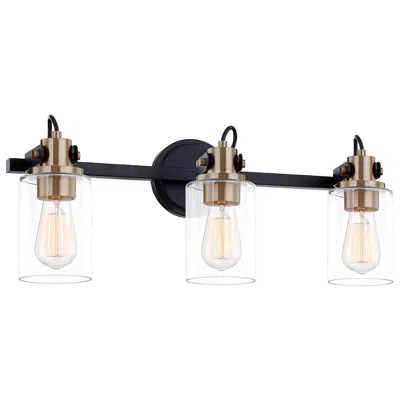 Justice Design Brooklyn 23 1/2" Black And Brass 3-light Bath Light