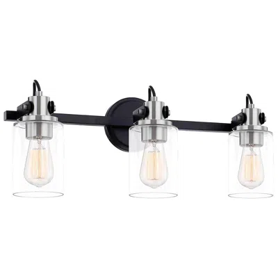 Justice Design Brooklyn 23 1/2" Wide Matte Black Nickel 3-light Bath Light
