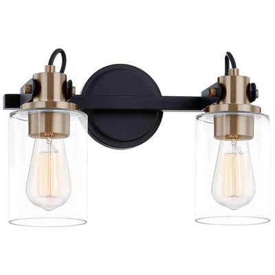 Justice Design Brooklyn 9" High Matte  Black Brass 2-light Wall Sconce