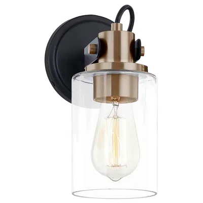 Justice Design Brooklyn 9" High Matte  Black Brass Wall Sconce