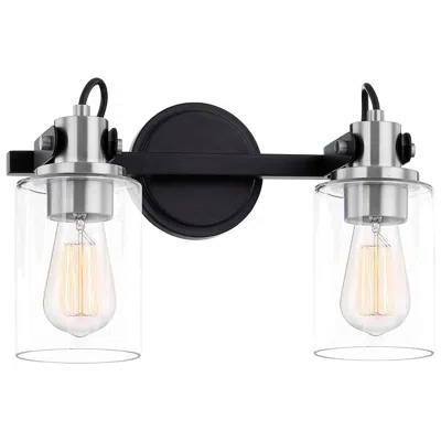 Justice Design Brooklyn 9" High Matte  Black Nickel 2-light Wall Sconce