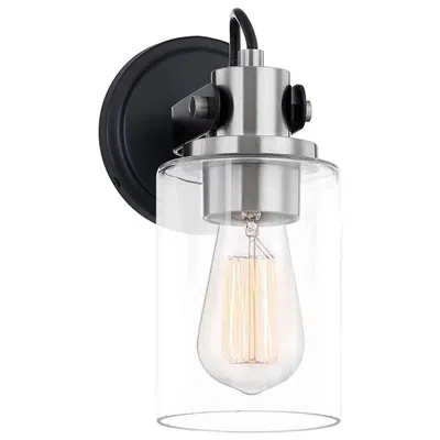 Justice Design Brooklyn 9" High Matte  Black Nickel Wall Sconce