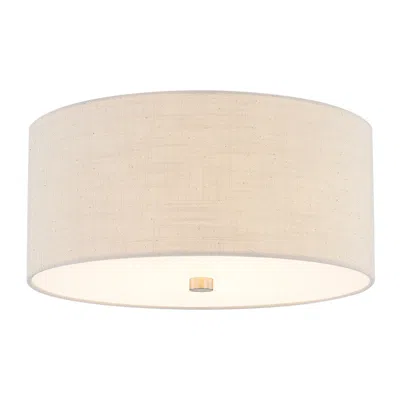 Justice Design Classic 14" Wide Cream Linen Ceiling Light