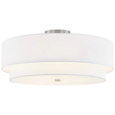 Justice Design Classic 22" Wide Brushed Nickel Tiered Drum Ceiling Light