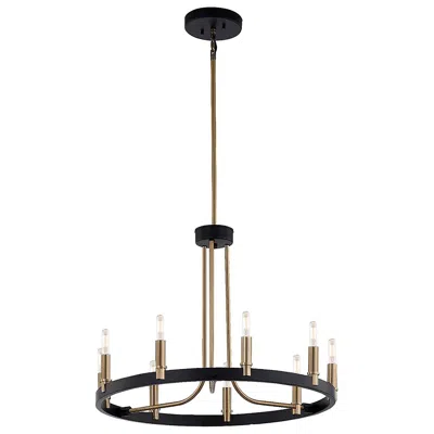 Justice Design Clayton 23" Brass Black 9-light Round Ring Chandelier