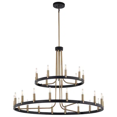 Justice Design Clayton 42" Brass Black 27-light 2-tier Ring Chandelier