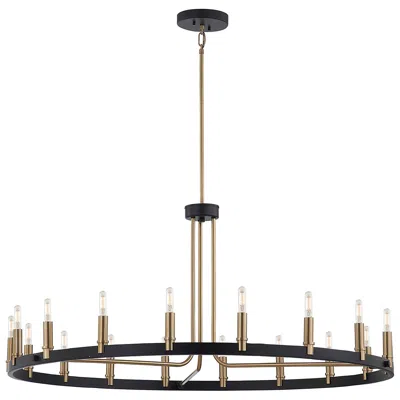Justice Design Clayton 42" Wide Brass Black 18-light Ring Chandelier