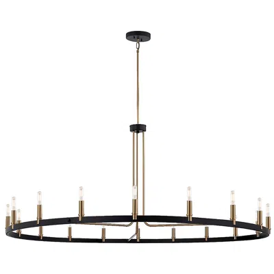 Justice Design Clayton 60" Wide Brass Black 18-light Ring-round Chandelier