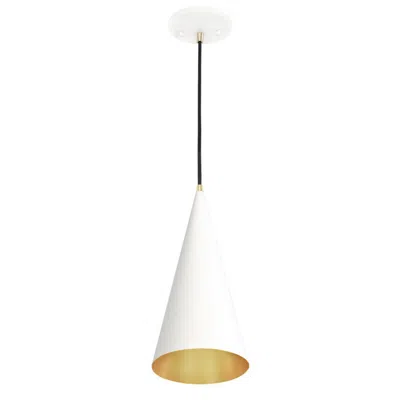 Justice Design Conos 7"w Matte White And Champagne Gold Cone Mini Pendant