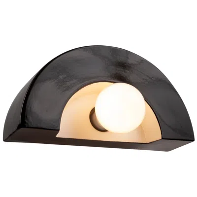 Justice Design Crescent 6" High Gloss Black Ceramic Wall Sconce