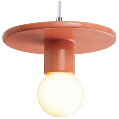 Justice Design Discus Pendant - Gloss Blush-white Cord