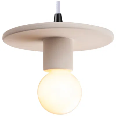 Justice Design Discus Pendant - Matte Black-white Cord