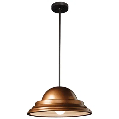 Justice Design Dome Pendant - Antique Copper - Matte Black - Rigid Stem - Made To Order