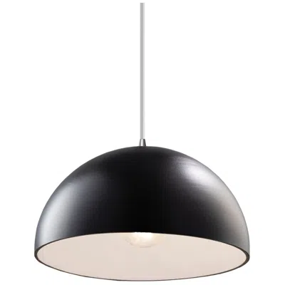 Justice Design Dome Pendant - Carbon Black - Polished Chrome - White Cord