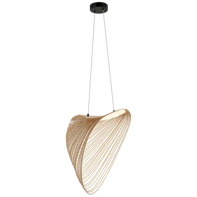 Justice Design Eco Madera 23.75"w Black Organic Pebble Natural Wood Led Pendant