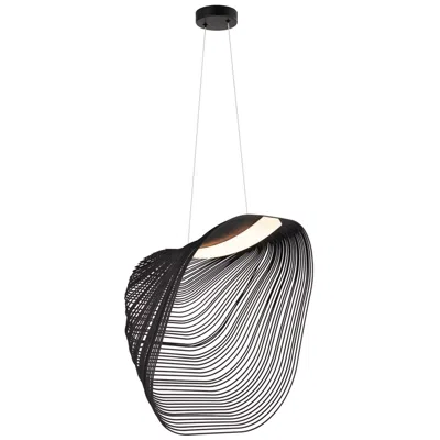 Justice Design Eco Madera 23.75"w Matte Black Soft Square Layered Wood Led Pendant