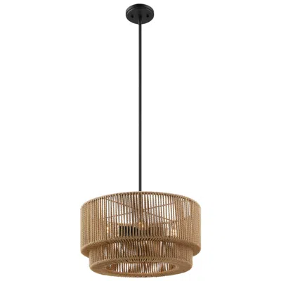 Justice Design Eco Milos 18" Wide 4-light Matte Black, Natural Pendant