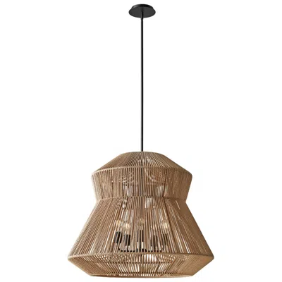 Justice Design Eco Nido 30" Wide 5 Light Tiered Trapezoid Natural Rope Pendant