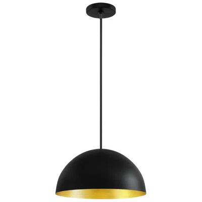 Justice Design Elias 13 3/4"w Matte Black And Gold Pendant Light