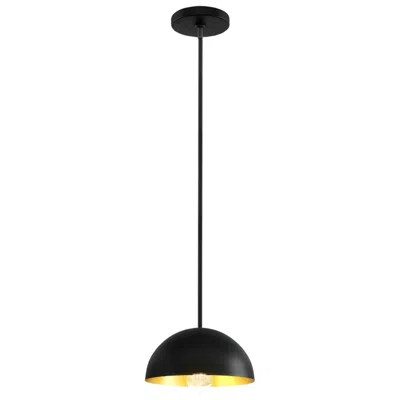 Justice Design Elias 9" Wide Dome Matte Black And Gold Pendant