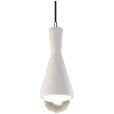 Justice Design Erlen Pendant - Bisque - Polished Chrome - Black Cord