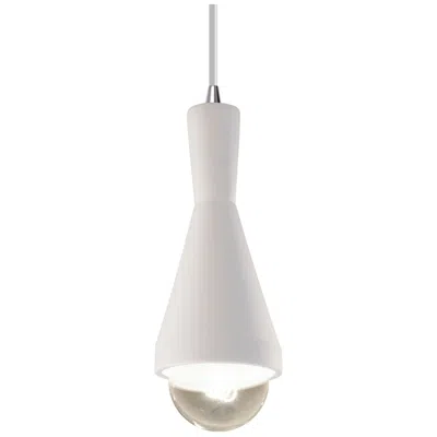 Justice Design Erlen Pendant - Bisque - Polished Chrome - White Cord