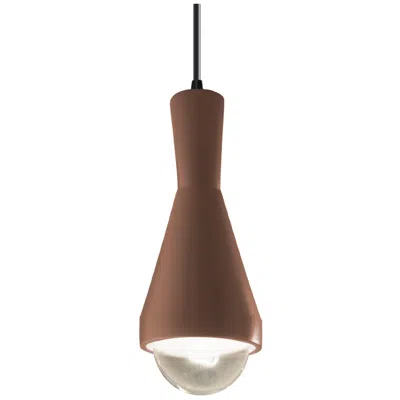 Justice Design Erlen Pendant - Canyon Clay - Matte Black - Black Cord
