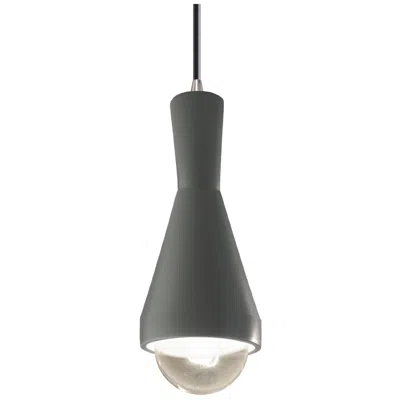 Justice Design Erlen Pendant - Pewter Green - Brushed Nickel - Black Cord
