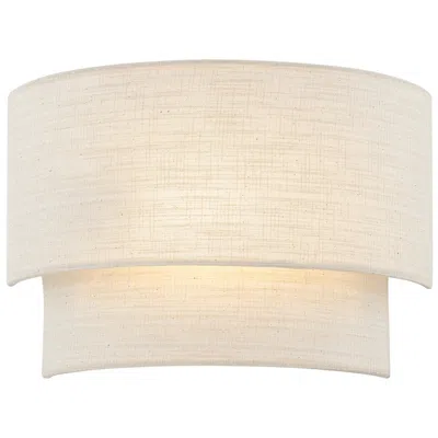 Justice Design Evan 10" High 2-tier Cream Fabric Wall Sconce