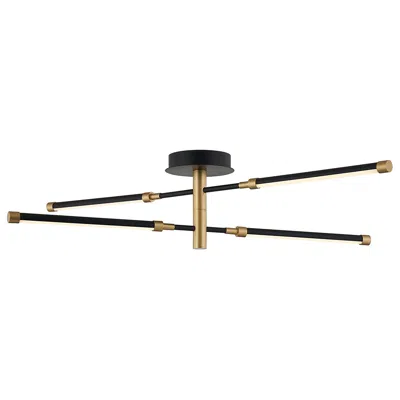 Justice Design Fianco 36"w Matte Black And Brass Led Linear Ceiling Light