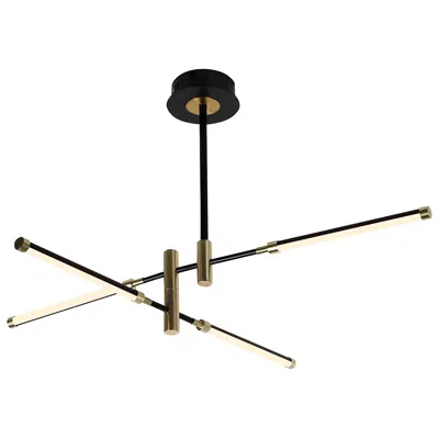 Justice Design Fianco 37" Wide Matte Black And Brass 4-light Led Chandelier
