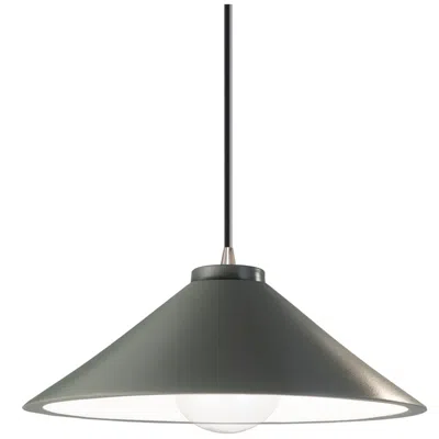 Justice Design Flare Pendant - Pewter Green - Brushed Nickel - Black Cord