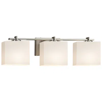 Justice Design Fusion 25.75"w Era 3-light Nickel Bath Bar With Rectangle Opal Shade