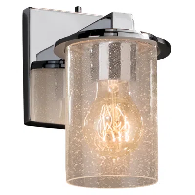 Justice Design Fusion 8" High Polished Chrome Wall Sconce With Seeded Shade