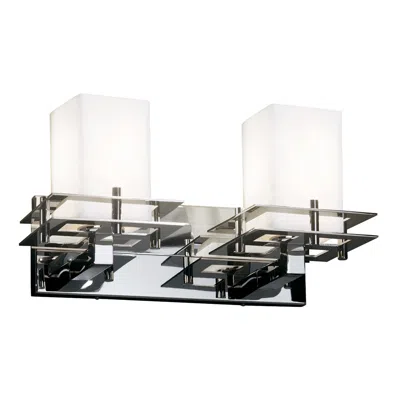 Justice Design Fusion 9.25" High 2-light Polished Chrome Bath/vanity With Opal Shade