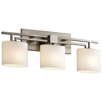 Justice Design Fusion Aero 26.5" Wide 3-light Led Nickel And Opal Oval Glass Bath Bar