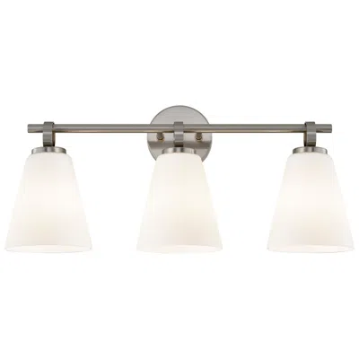 Justice Design Fusion Bolzano 24" Wide 3-light Brushed Nickel, Opal Bath/vanity