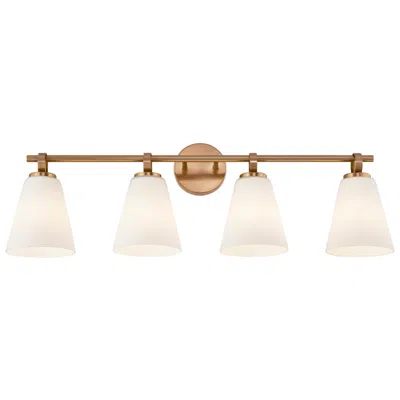 Justice Design Fusion Bolzano 33" Wide 4-light Brushed Brass, Opal Bath/vanity