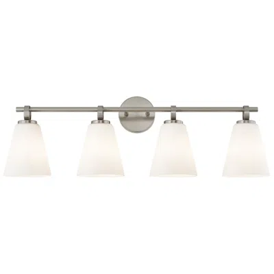 Justice Design Fusion Bolzano 33" Wide 4-light Brushed Nickel, Opal Bath/vanity