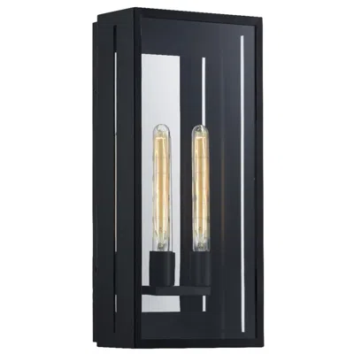 Justice Design Fusion Briarwood 22"h 2-light Matte Black Outdoor Sconce W/ Clear Shad