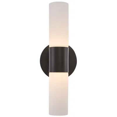 Justice Design Fusion Cellini 13.5" High Matte Black, Ribbed Opal Led Wall Sconce
